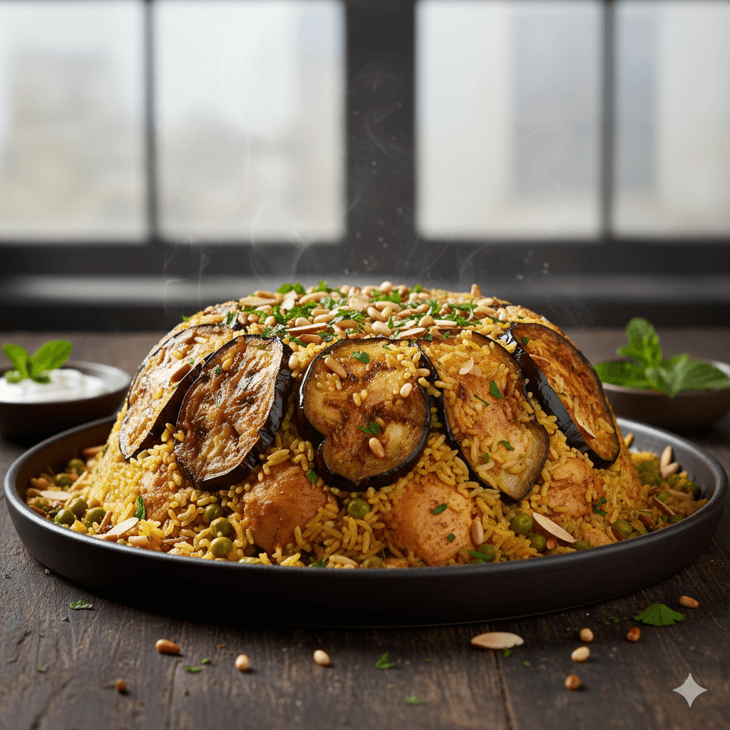 مقلوبة باذنجان بالدجاج