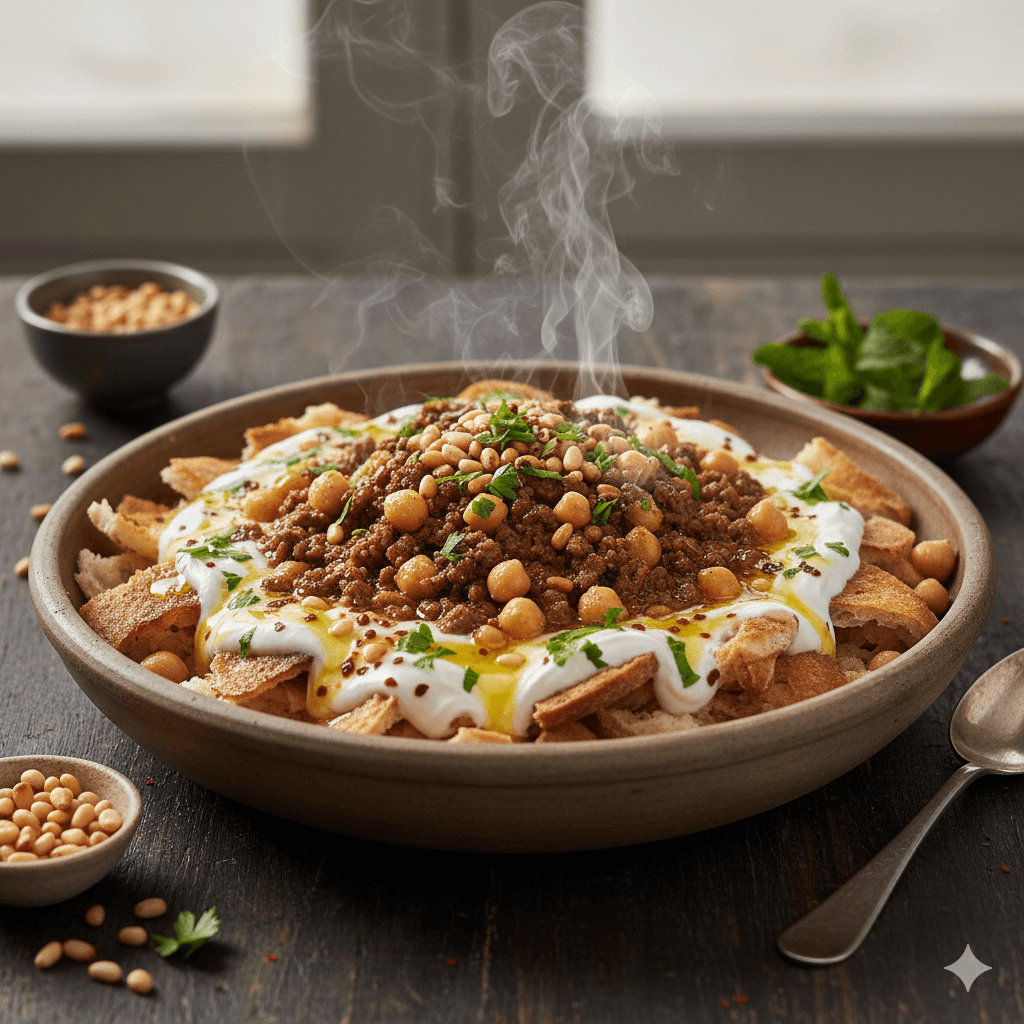 تسقية شامية بالسمنة واللحم