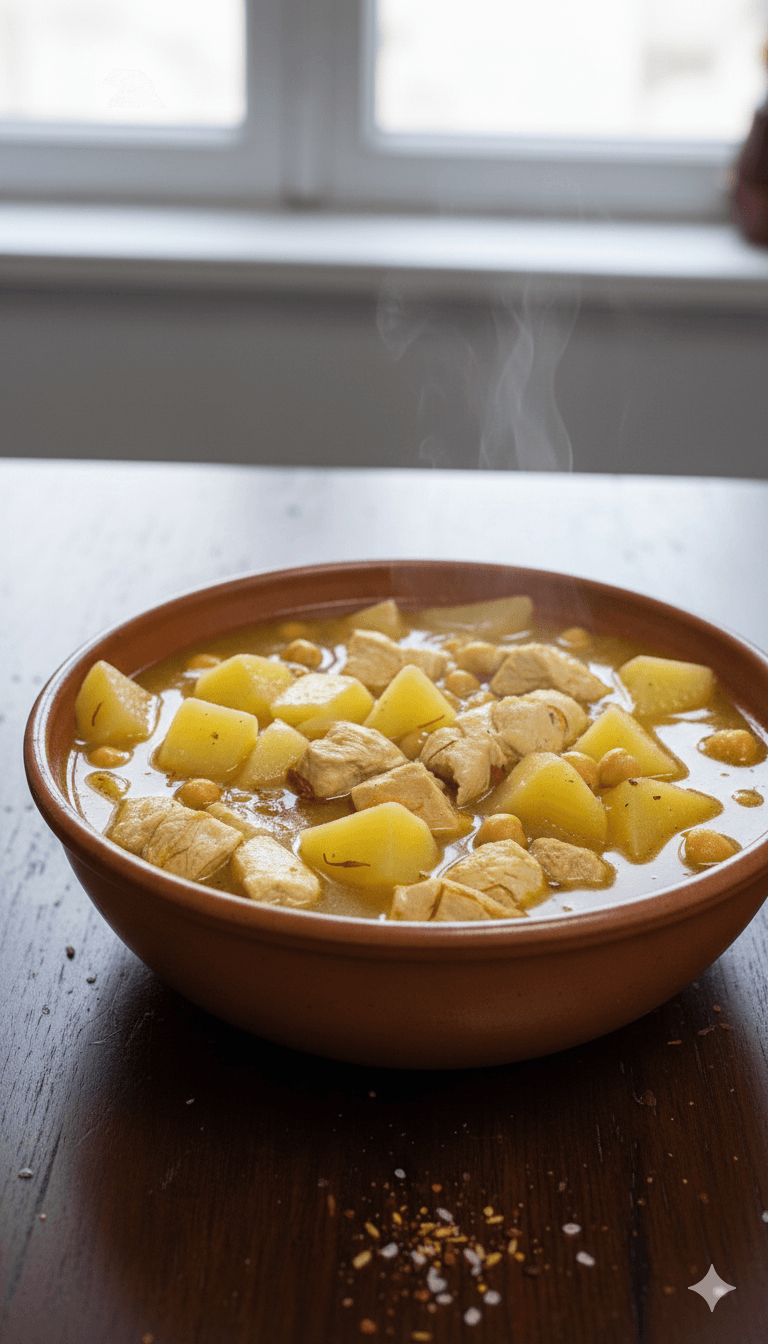 يخنة بطاطا ودجاج وحمص