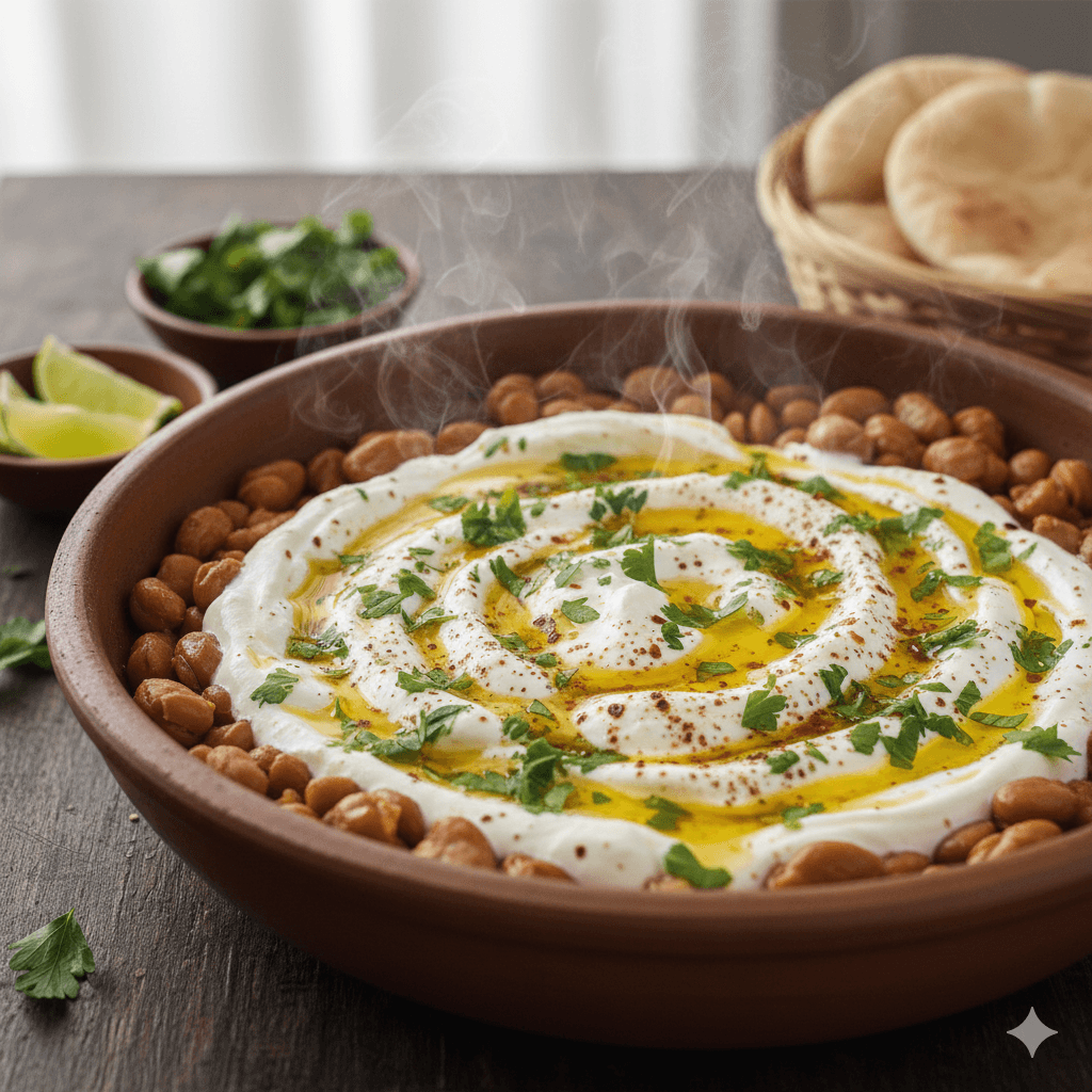 فول مدمس باللبن